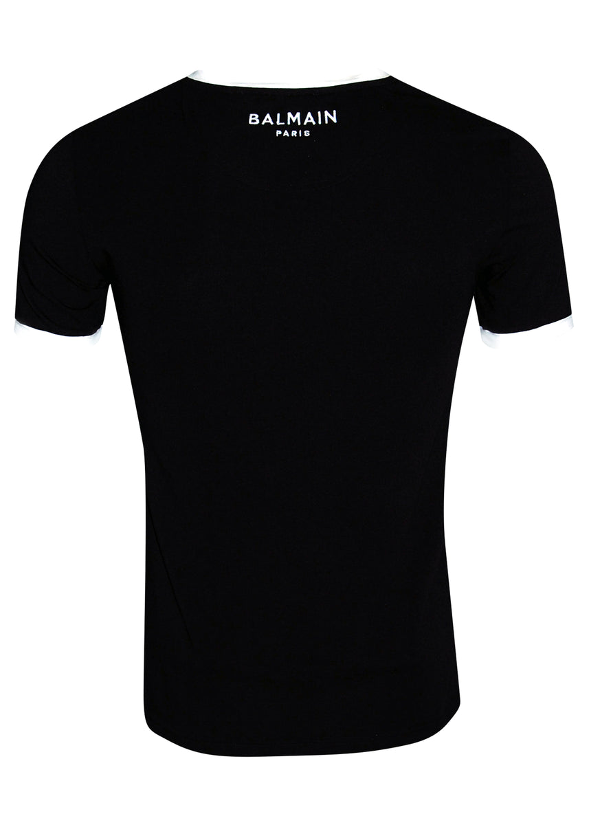 Camiseta Negra Balmain Paris Chest Logo