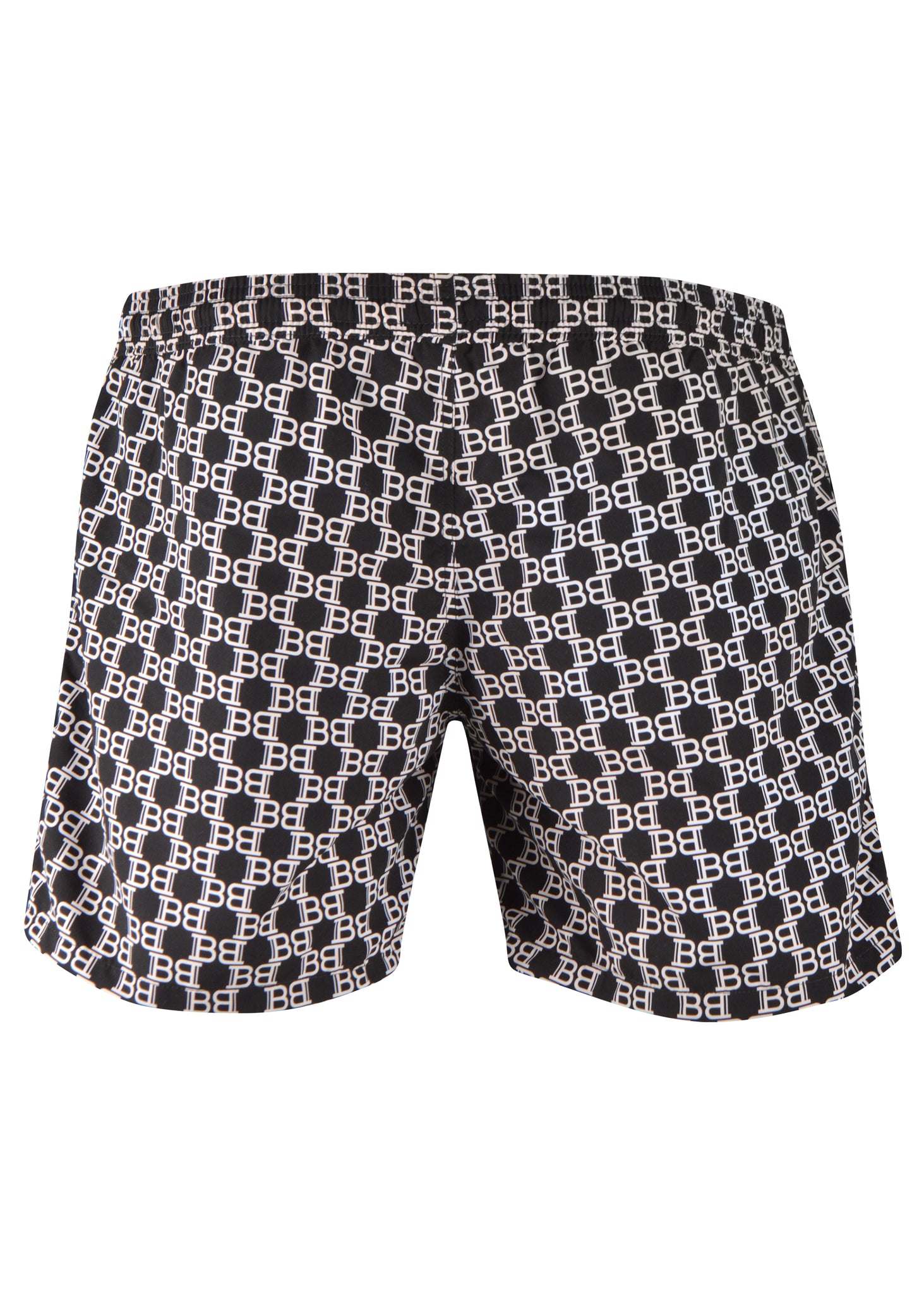 Black & Gray Monogram Print Swim Shorts - Swimwear for Men