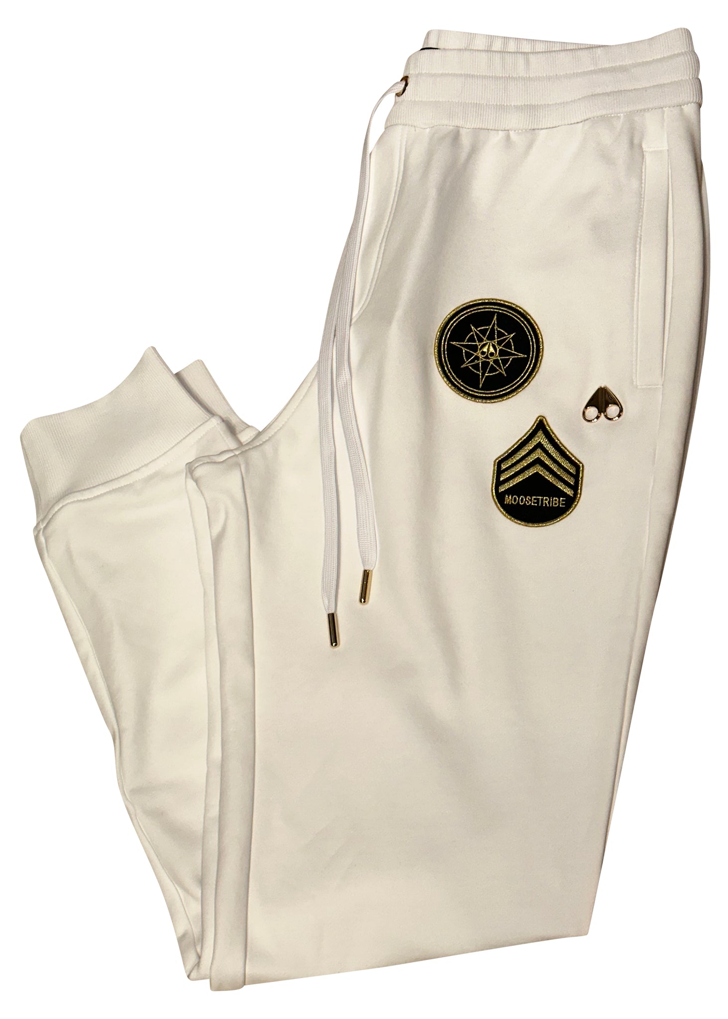 White and store gold joggers